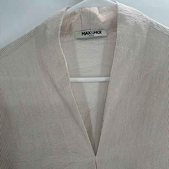 Max & Moi Paris Beige Striped Dress V-Neck Size EUR 40 US L - Picture 4 of 10